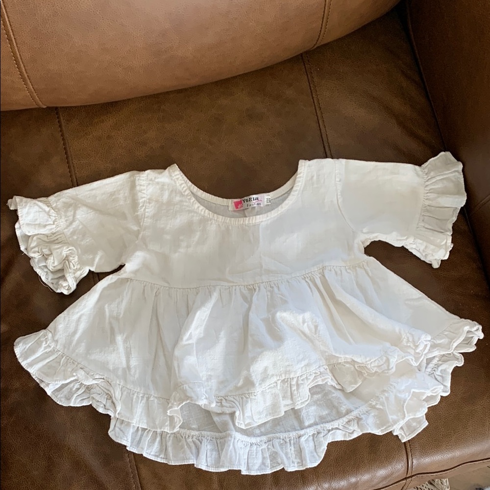 White Ruffled Kids Top